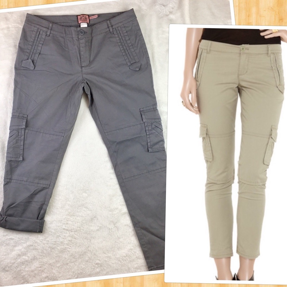 NEW Juicy Couture Gray Stretch Cotton Cargo Pants
